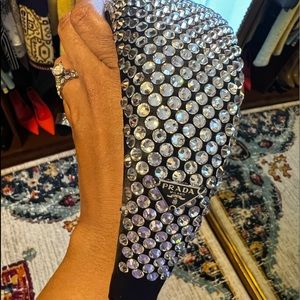 Authentic Prada embellished satin headband